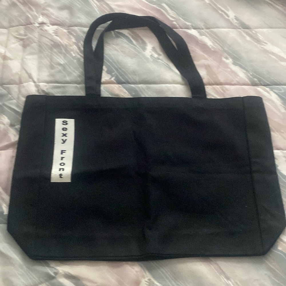 Black sexy back sexy front canvas tote about 13 x 20 See all pics description
